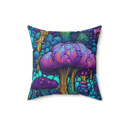 Trippy Purple Mushrooms Throw Pillow