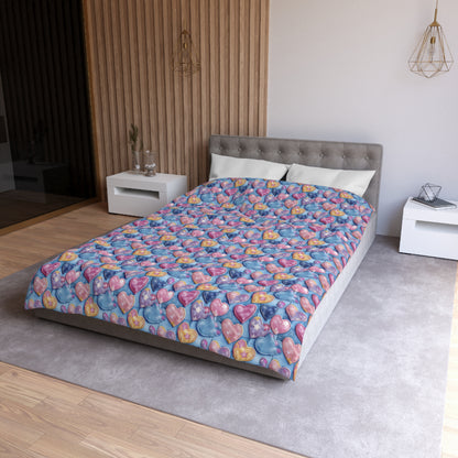 Color Pop Stitched Hearts Duvet Bedding Set