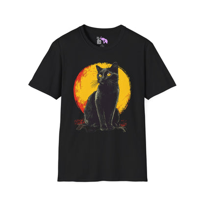 Black Cat Over Full Moon Adult T-shirt
