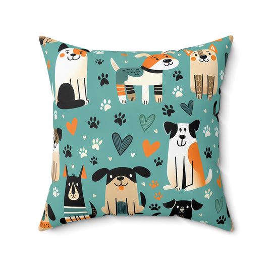 Happy Hounds Throw Pillow