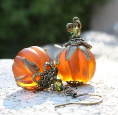 Vintage-style Pumpkin Pendant Drop Earrings