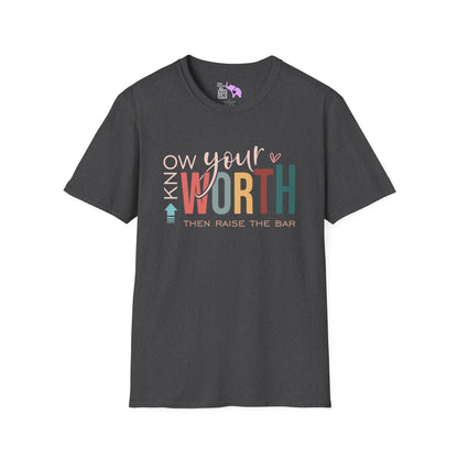 Know Your Worth Then Raise The Bar Adult T-shirt