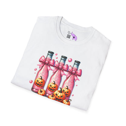 Pink Fizzy Drink w/Pumpkins Adult T-shirt
