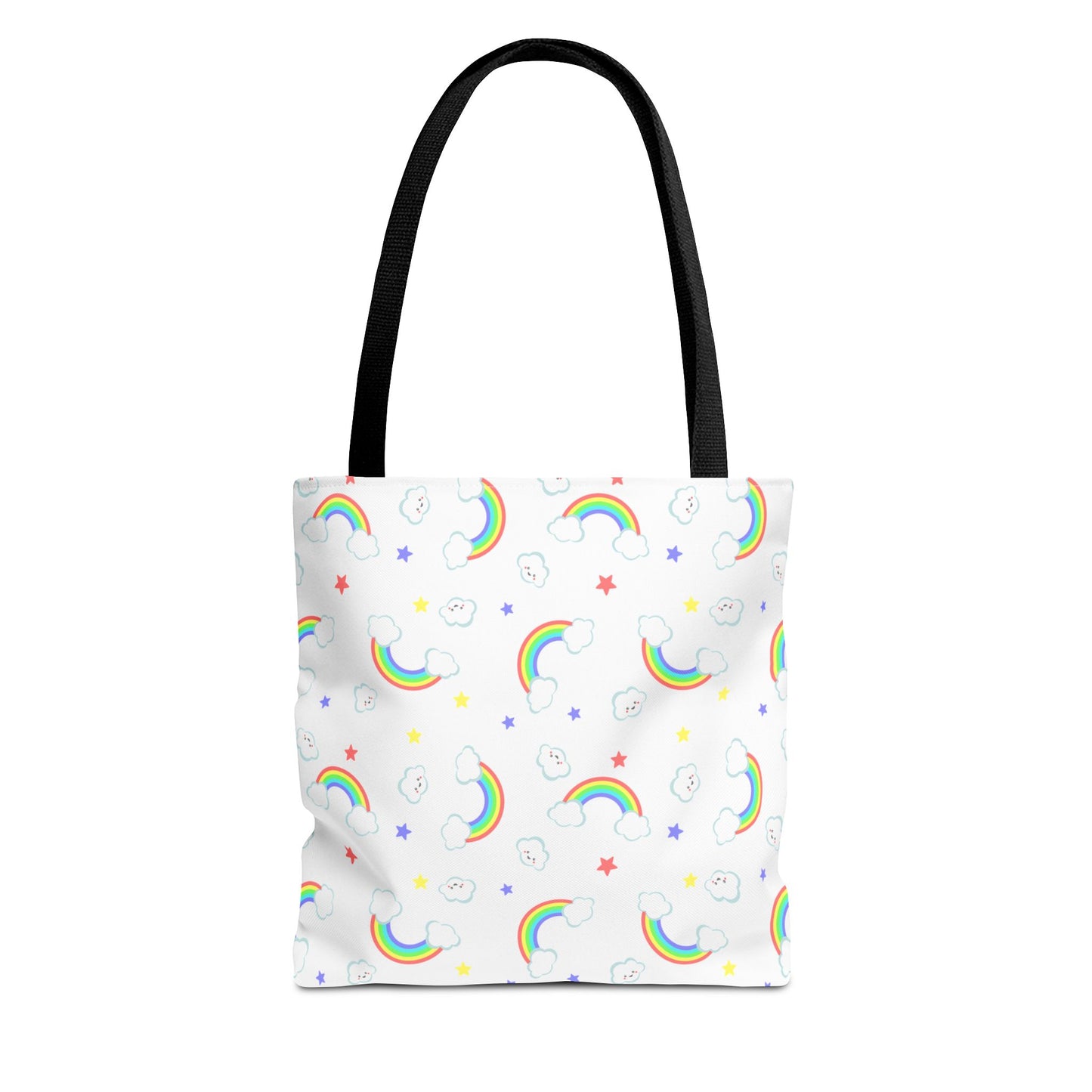 Rainbow Smiles & Stars Canvas Tote Bag