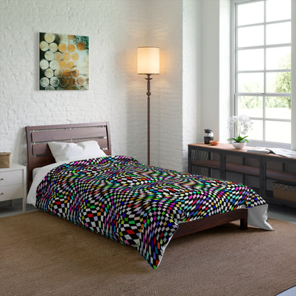 Warped Colorful Checkered Comforter