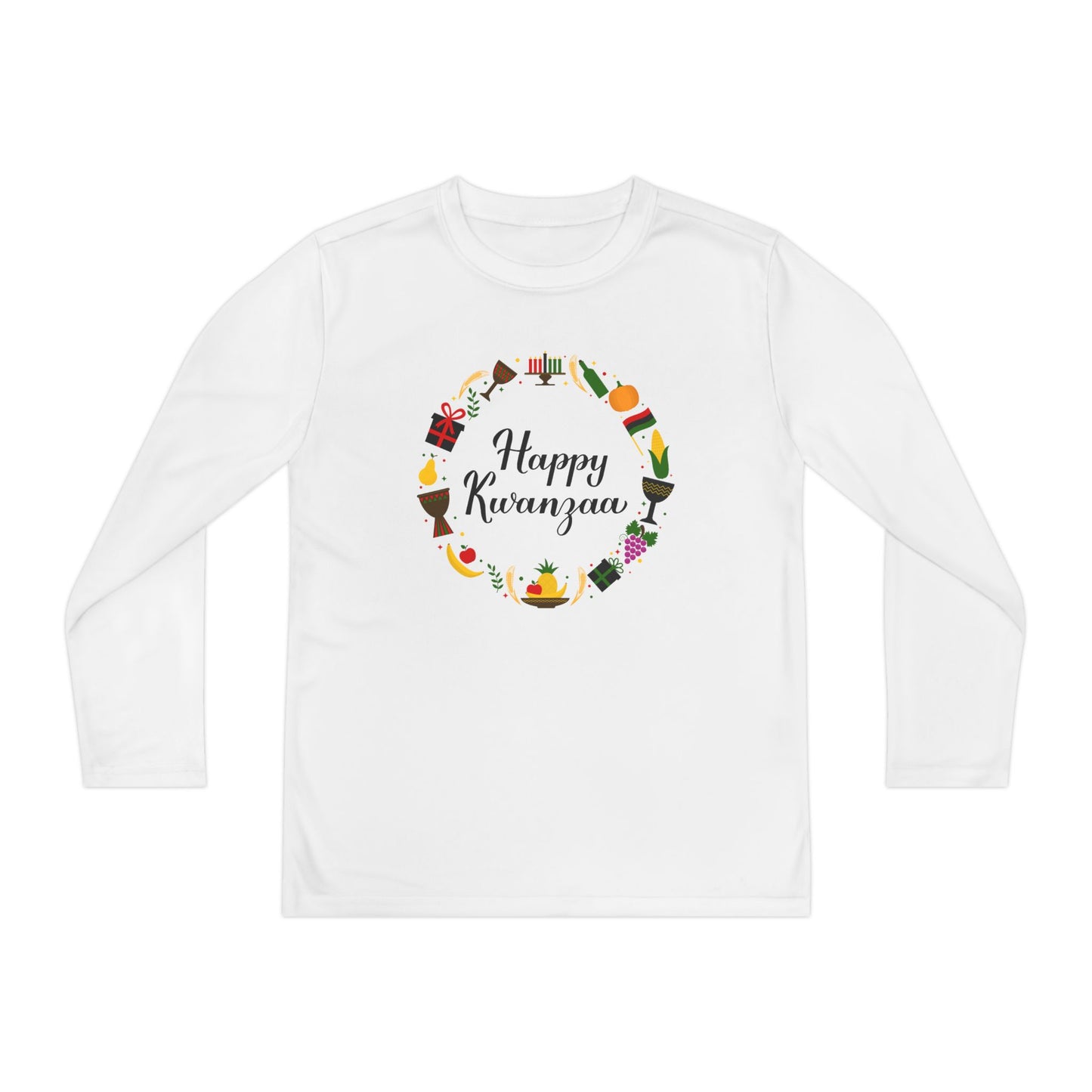 Happy Kwanzaa Wreath Youth Long Sleeve Tee