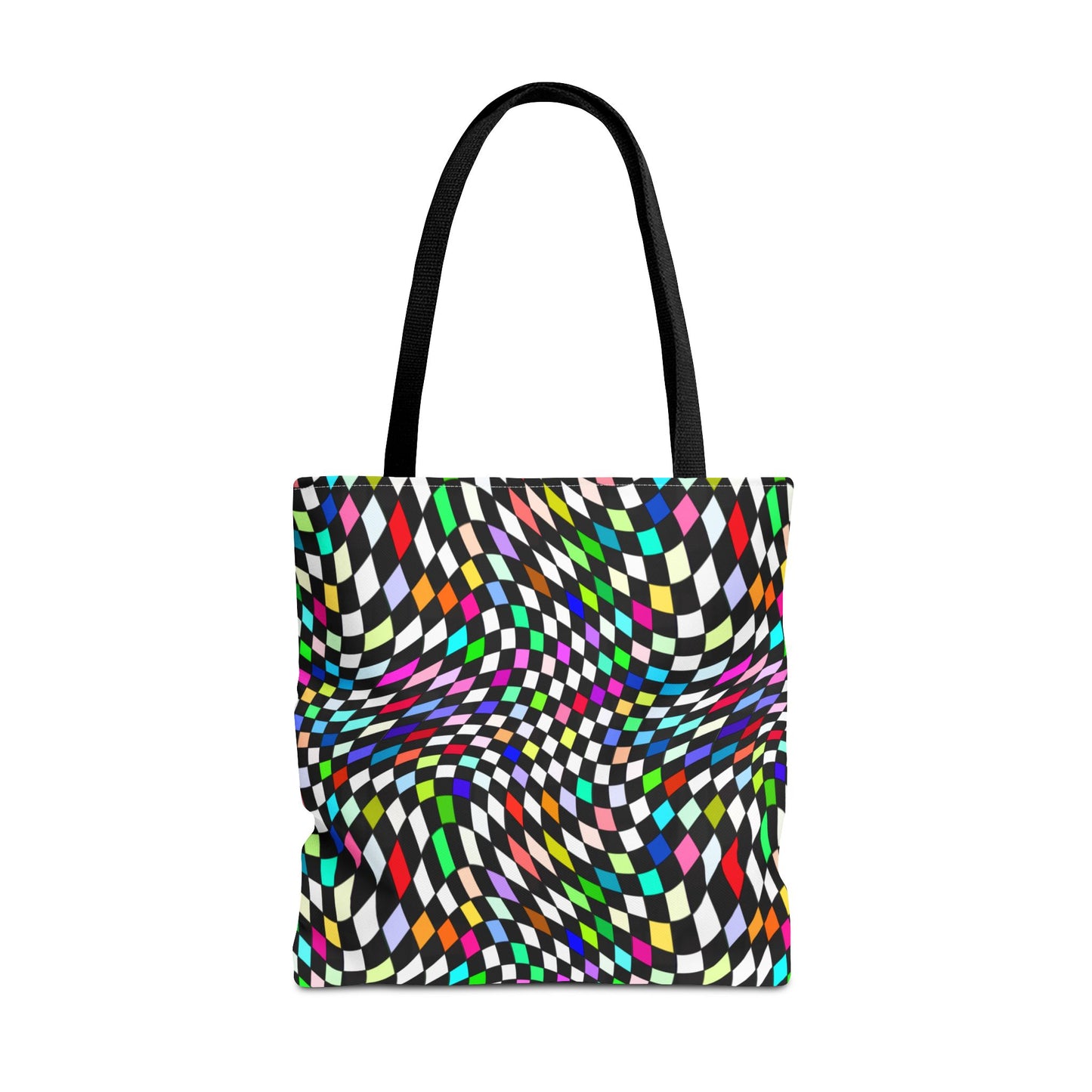 Warped Colorful Checkered Canvas Tote Bag
