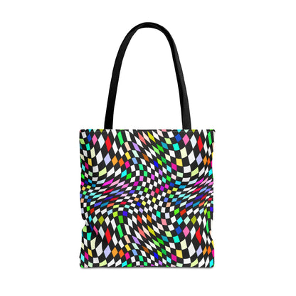 Warped Colorful Checkered Canvas Tote Bag