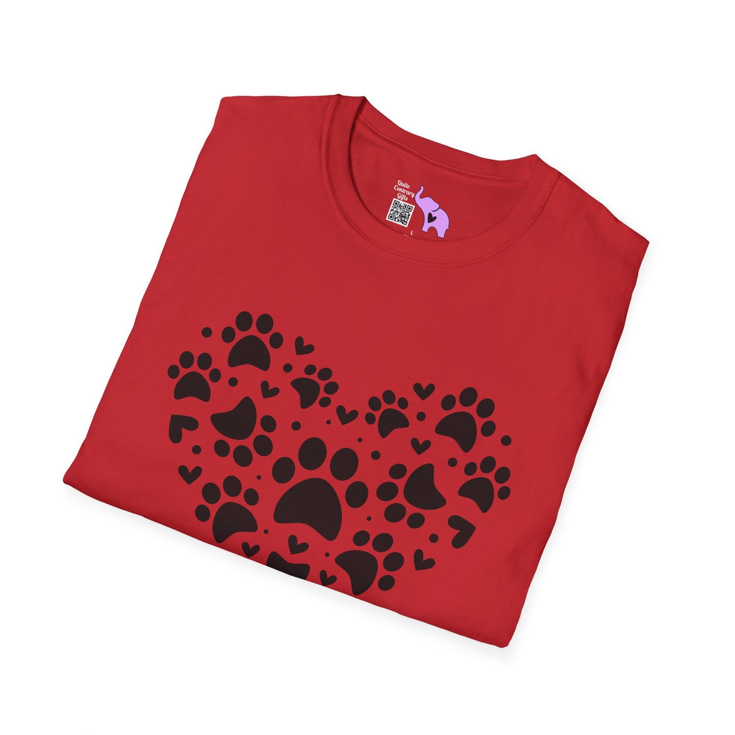 Paw Print Heart Adult T-shirt
