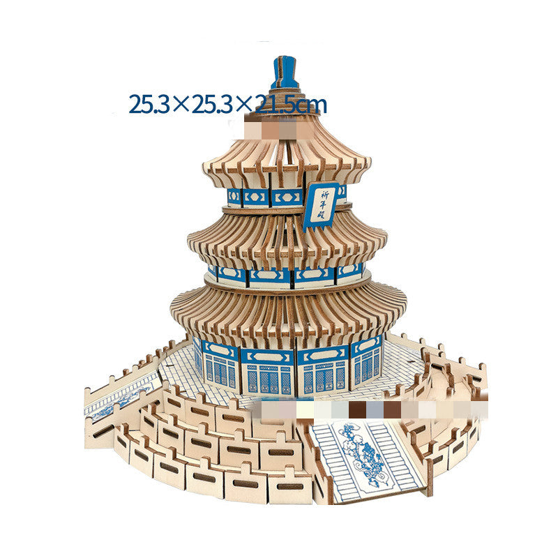 Wood Building Model Puzzles Toy 3D0 Puzzle Board