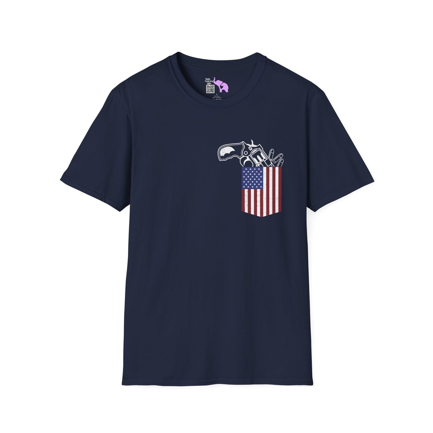 American Flag Pocket Gun Adult T-shirt