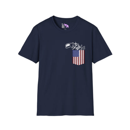 American Flag Pocket Gun Adult T-shirt