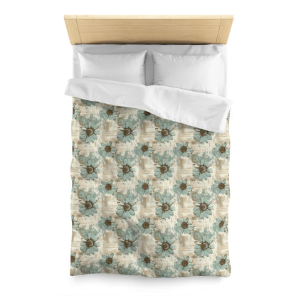 Rustic Teal Daisy Microfiber Duvet Cover