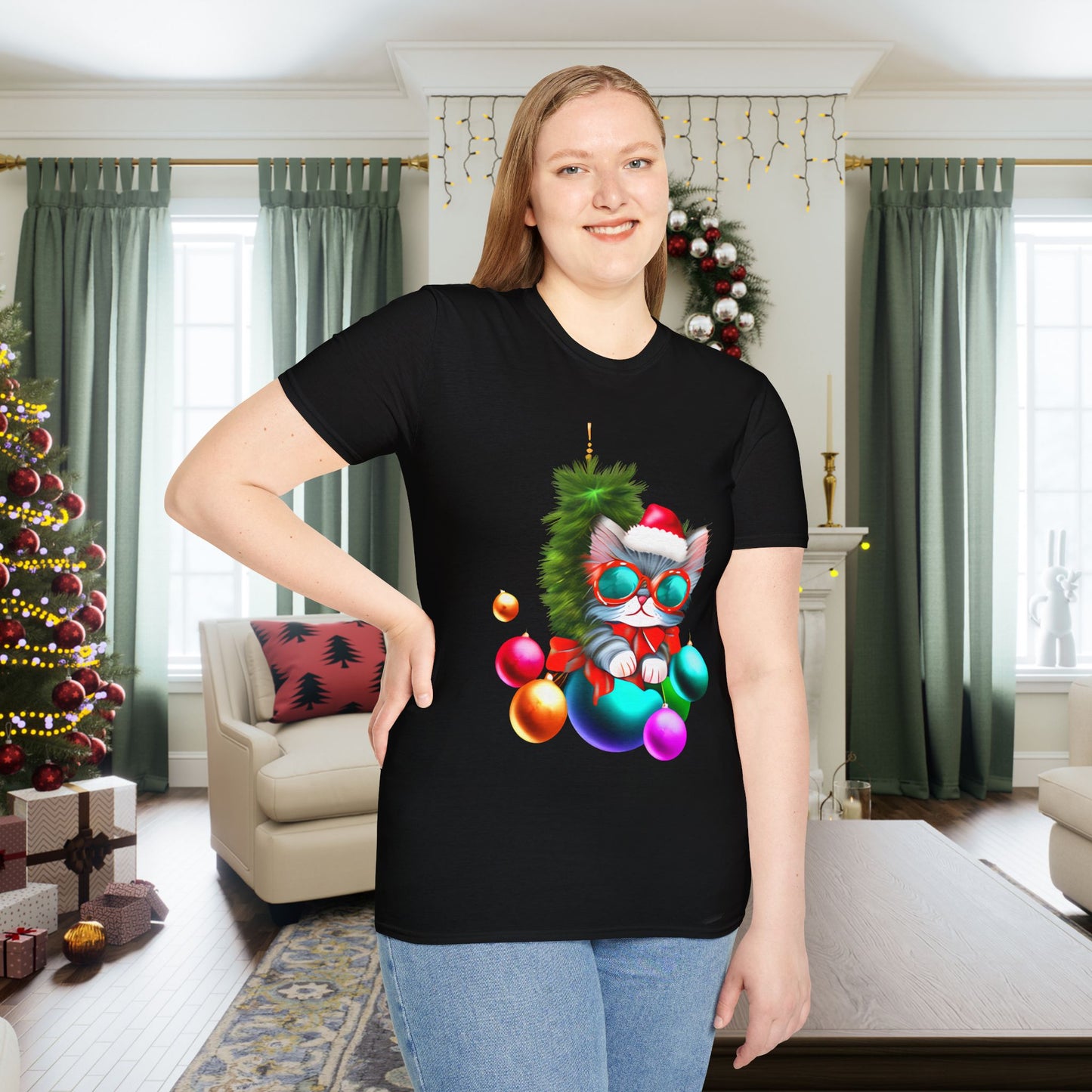 Christmas Ornaments Kitten Adult T-shirt