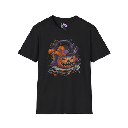 Spooky Pumpkin Yarn Basket Adult T-shirt