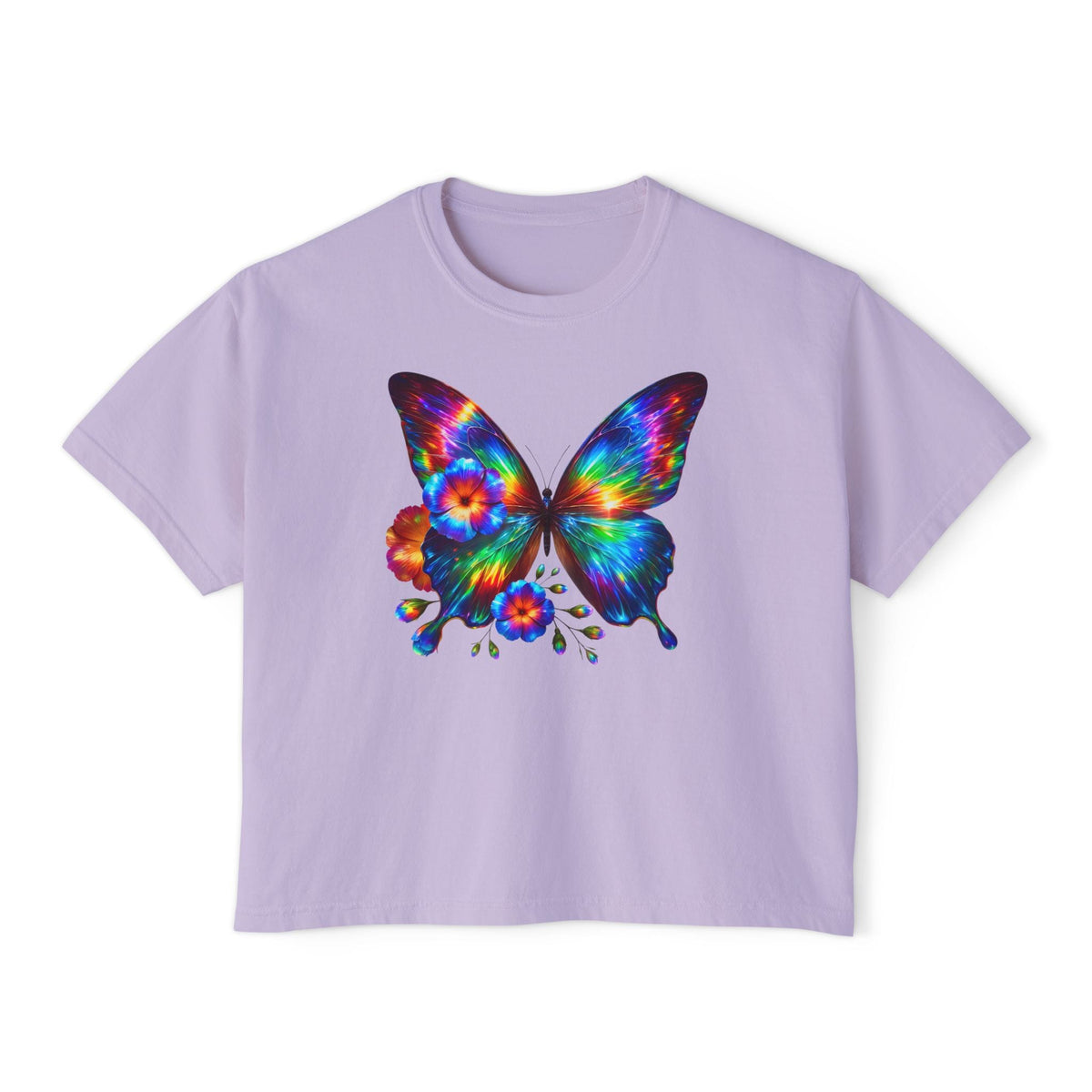 Colorful Butterfly & Flowers Women's Boxy Tee