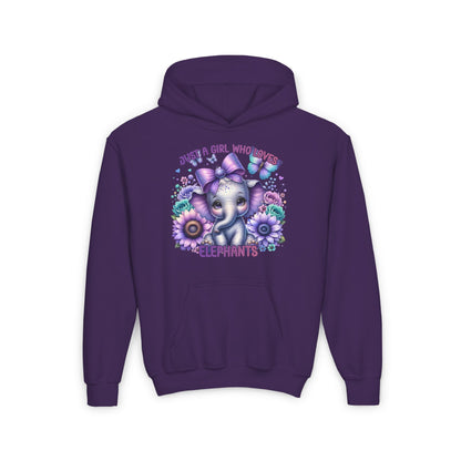 Just A Girl Who Loves Elephants Youth Heavy Blend Hoodie