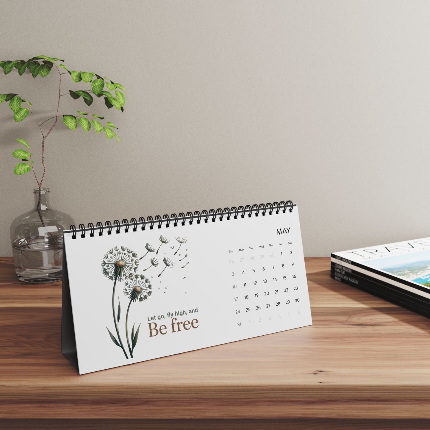 2026 Wildflower Desk Calendar — Inspirational Botanical Desktop Calendar (Grid Dates)