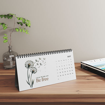 2026 Wildflower Desk Calendar — Inspirational Botanical Desktop Calendar (Grid Dates)