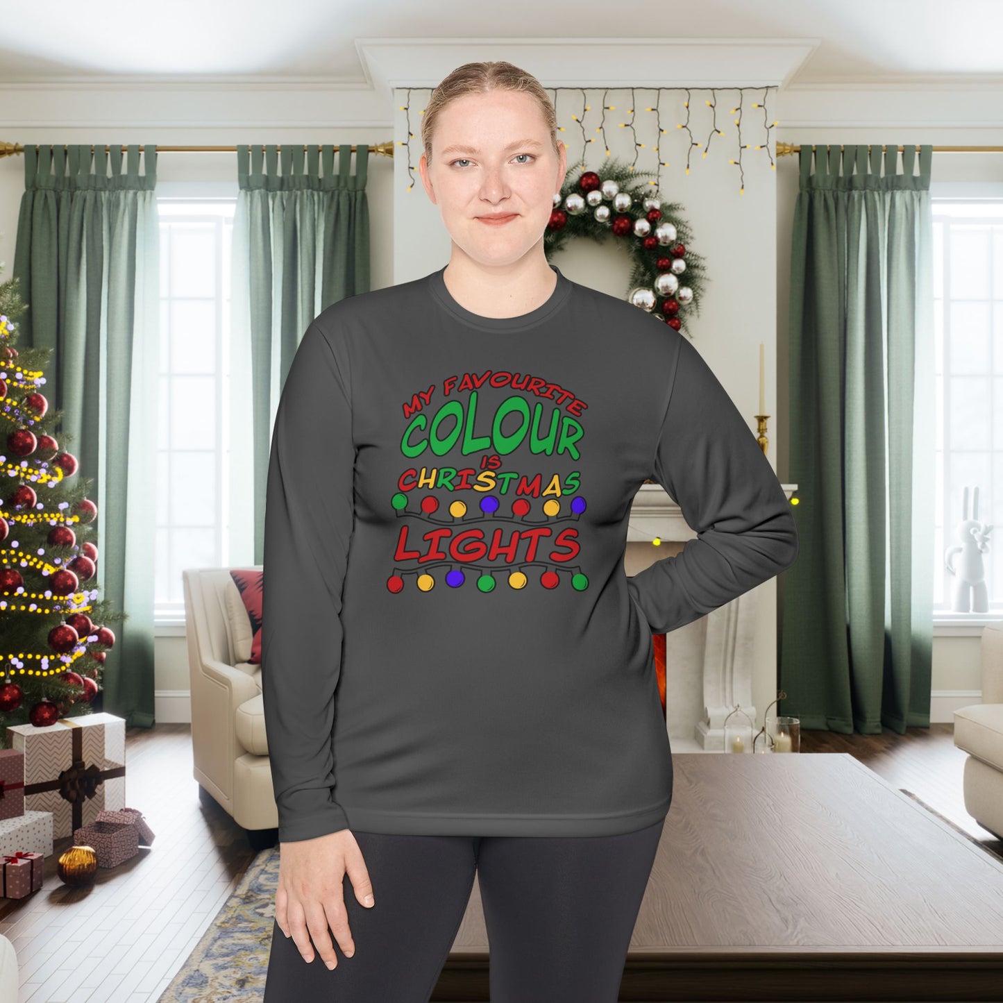 My Favourite Colour Is Christmas Lights Adult Long Sleeve Tee
