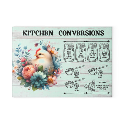 Floral Chick Kitchen Conversions Glass Cutting Board - Colorful Floral Design