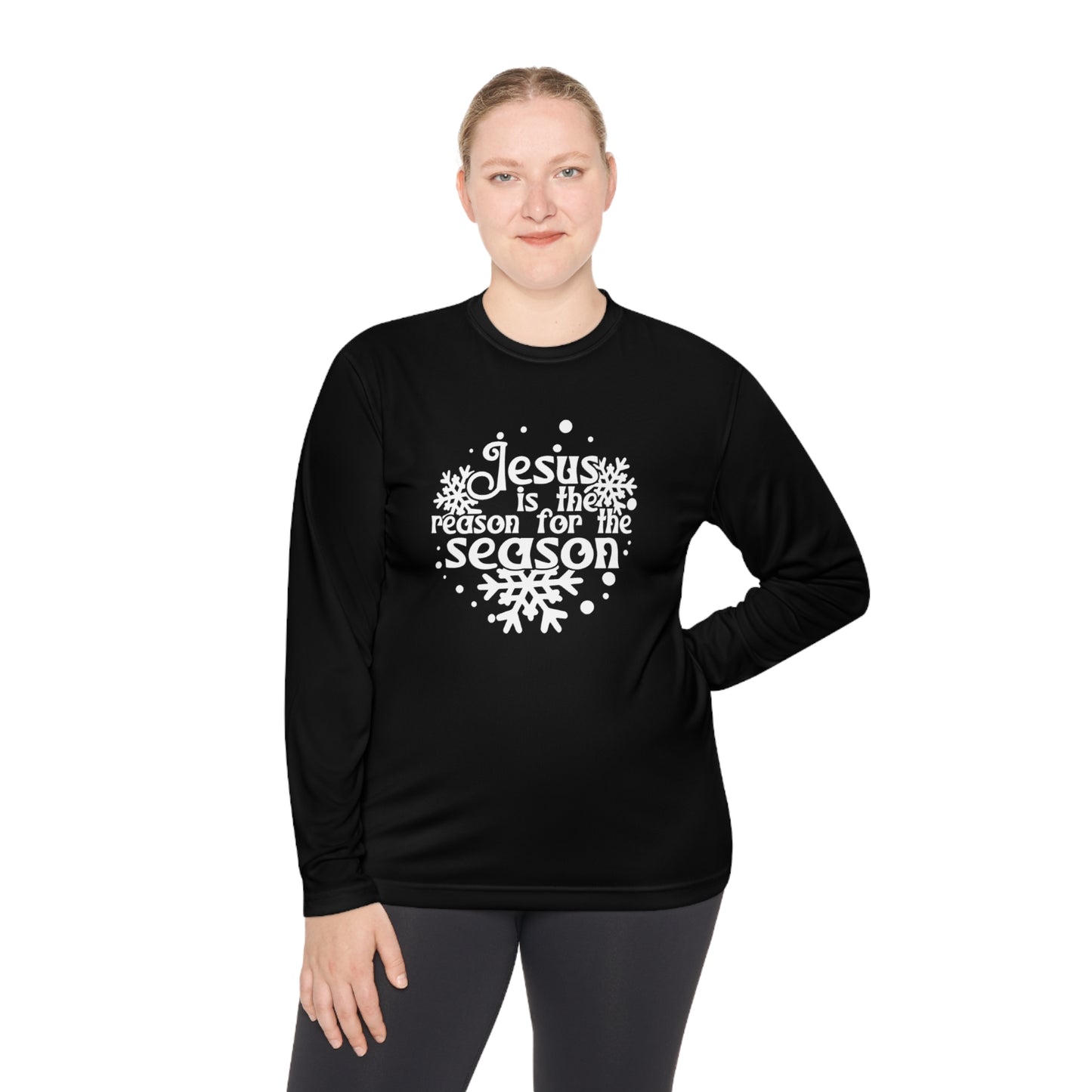 Jesus Is The Reason For The Season Snowflake Adult Long Sleeve Tee