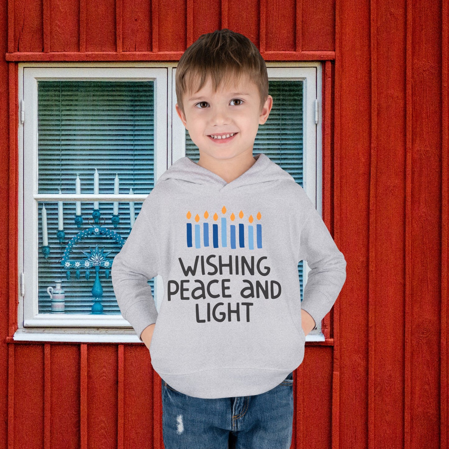 Hanukkah Wishing Peace & Light Toddler Pullover Fleece Hoodie