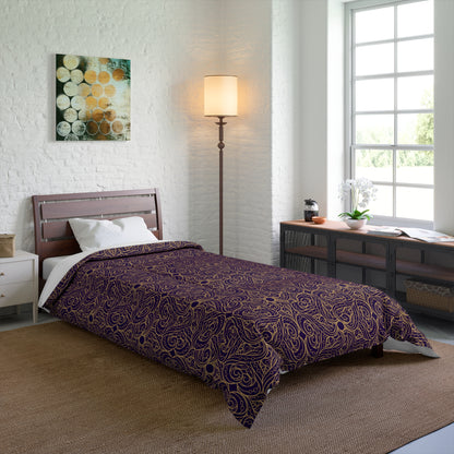 Golden Amethyst Radiance Mandala Comforter