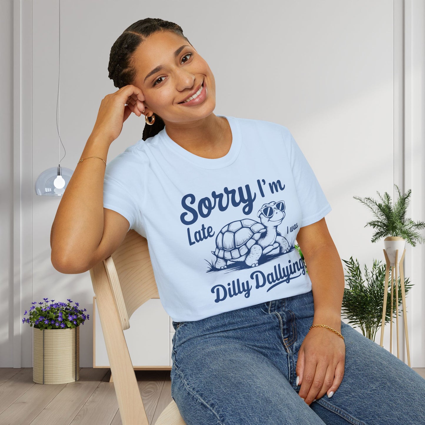 Sorry I'm Late I Was Dilly Dallying (Turtle) Adult T-shirt