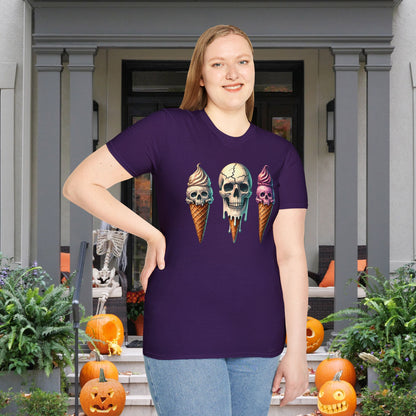 Ice Cream Cone Skull Adult T-shirt