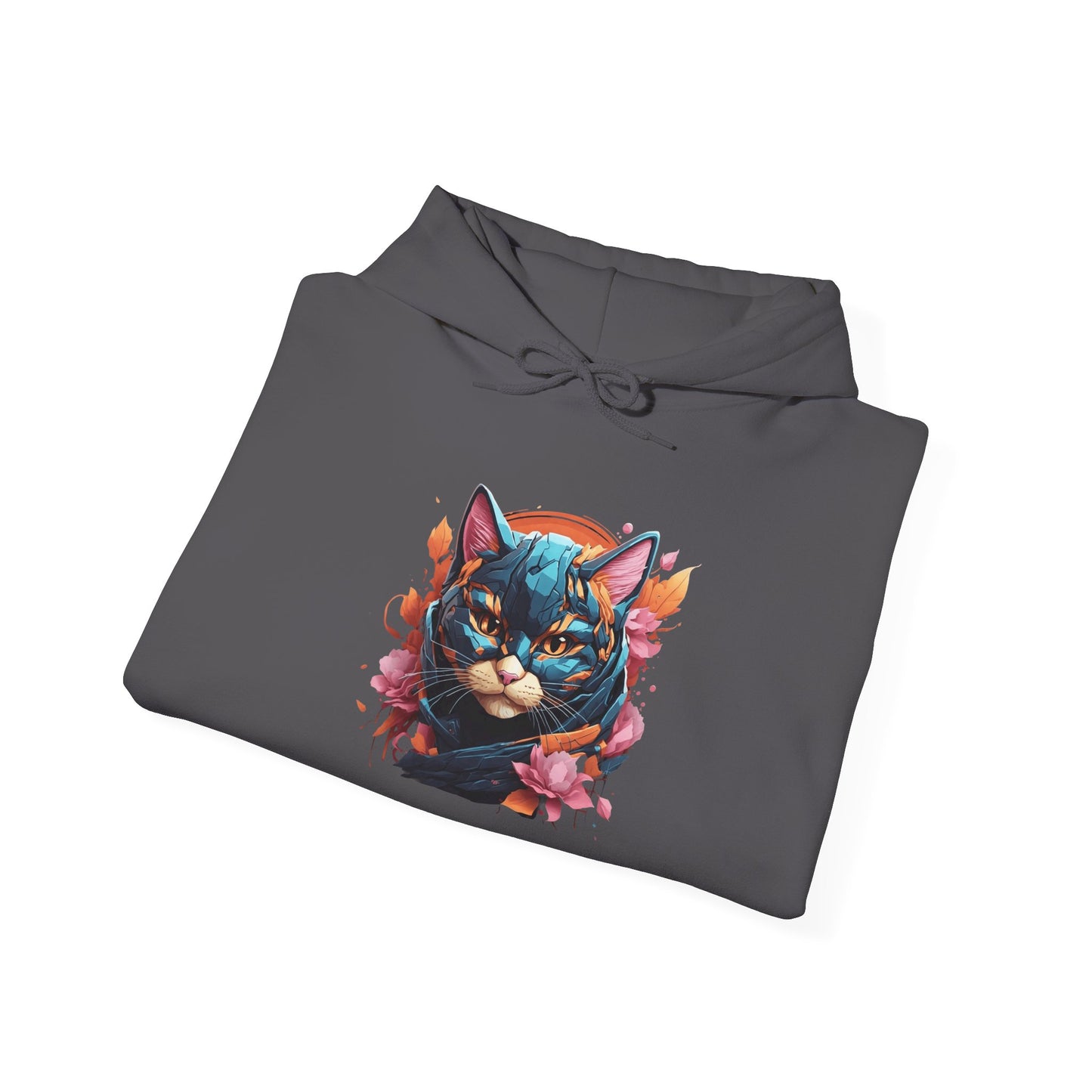 Adorable Kitty w/Flowers Heavy Blend™ Hooded Sweatshirt