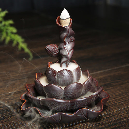 Carved Wood Backflow Incense Burner