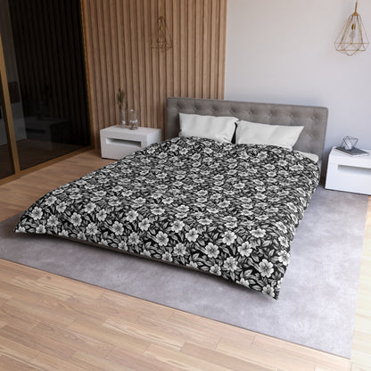 Monochrome Paradise Bloom Microfiber Duvet Cover