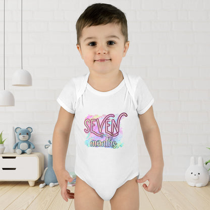 Pastel Wild One Milestone Baby Bodysuit-Seven Months