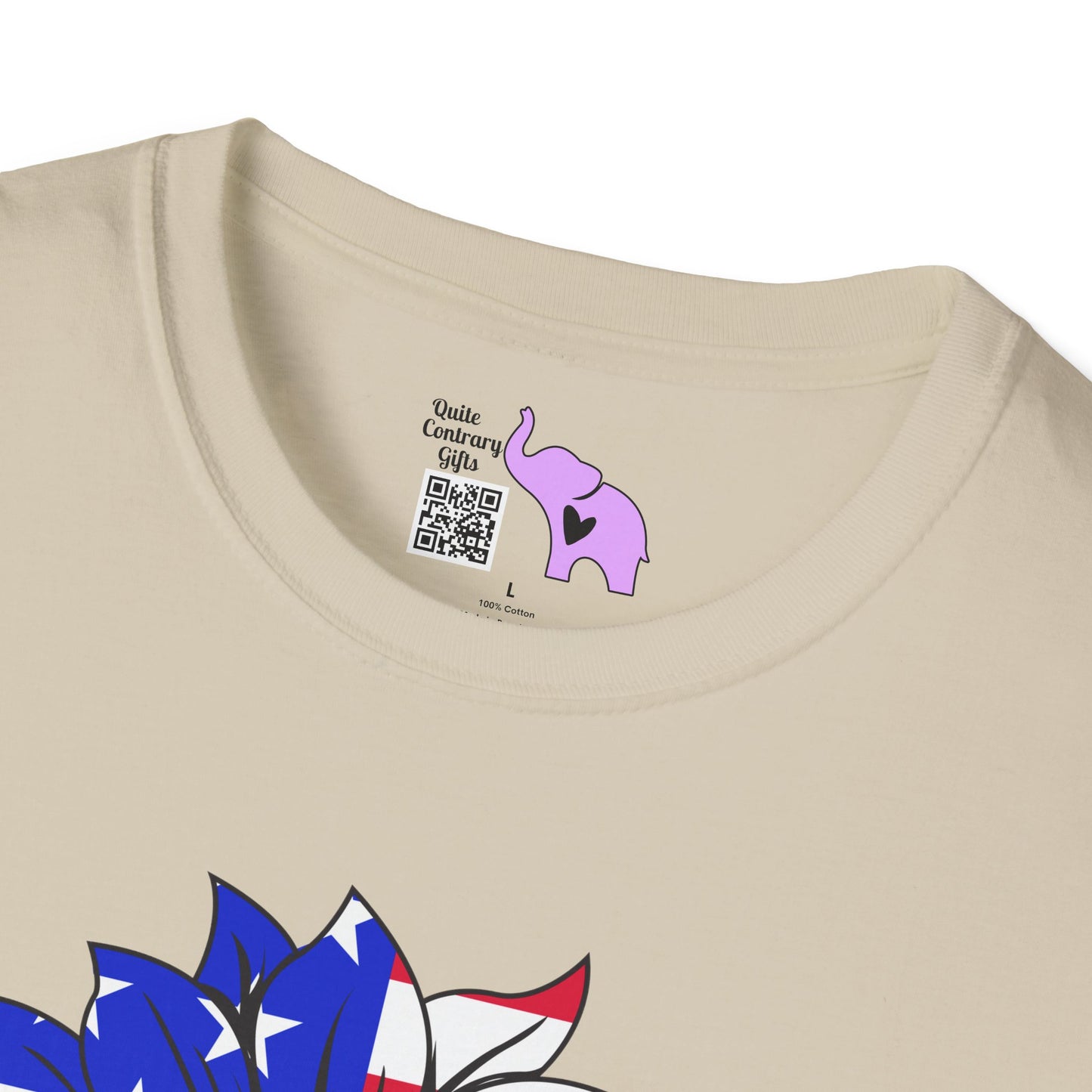 USA Red, White, and Blue Flag Sunflower Adult T-shirt