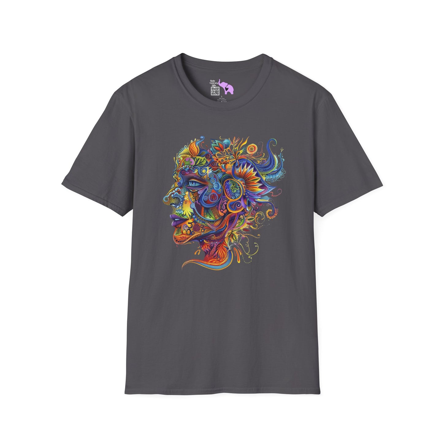 Colorful Paisley Woman Profile Adult T-shirt