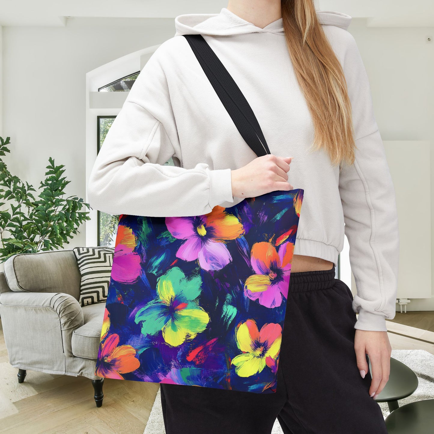 Watercolor Flowers Canvas Tote Bag