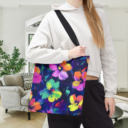 Watercolor Flowers Canvas Tote Bag