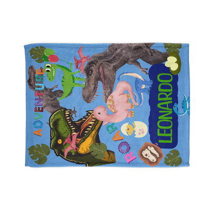Custom Name Dinosaur Soft Polyester Blanket