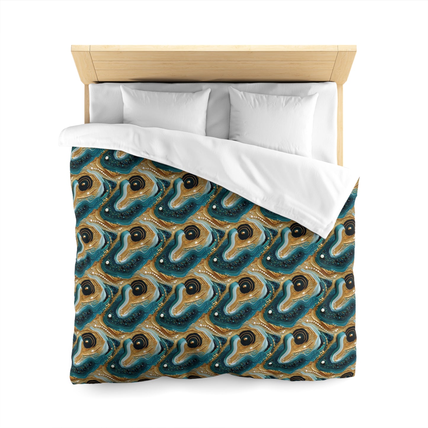 Gilded Ocean Veins Microfiber Duvet Cover