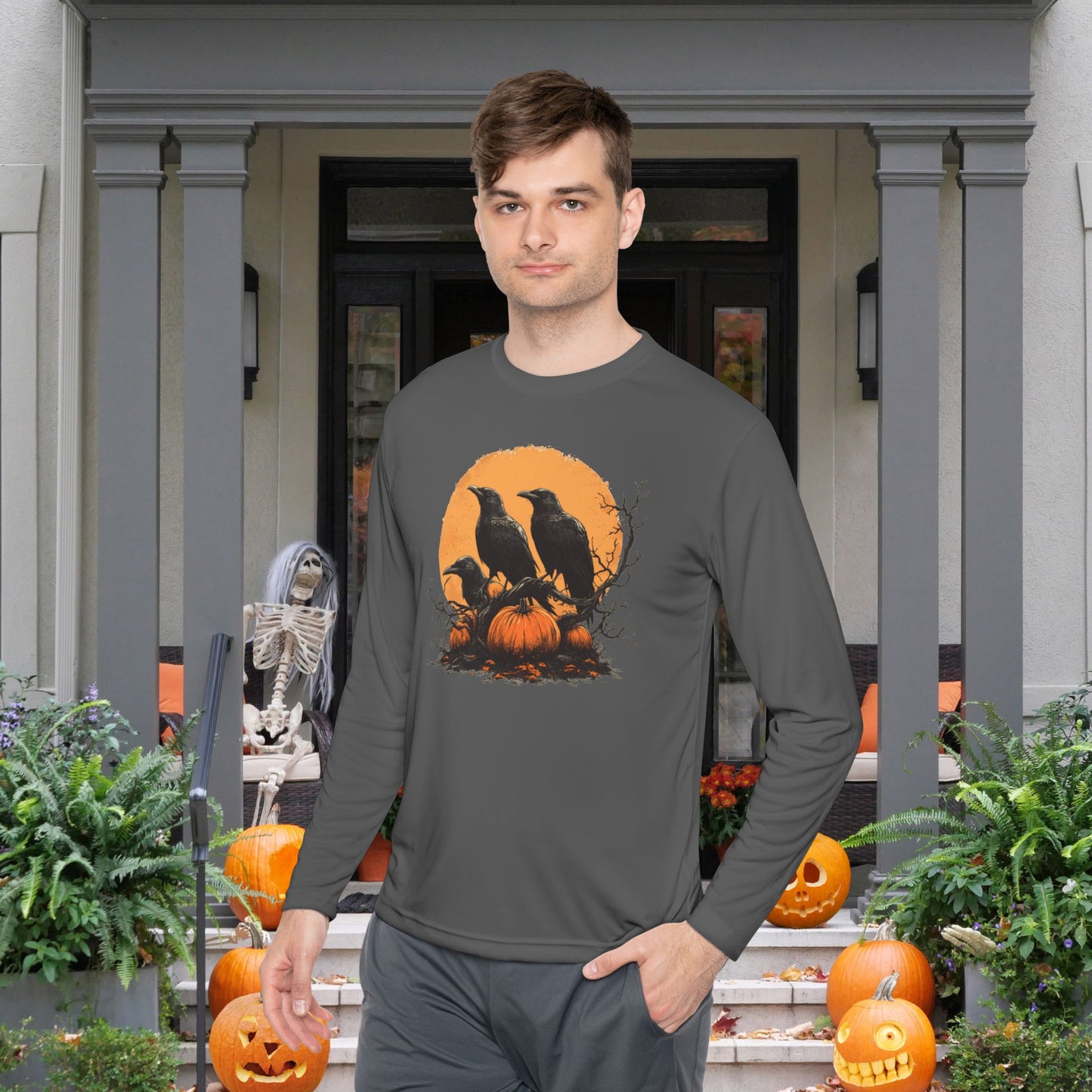Halloween Crows 4 Adult Long Sleeve Tee