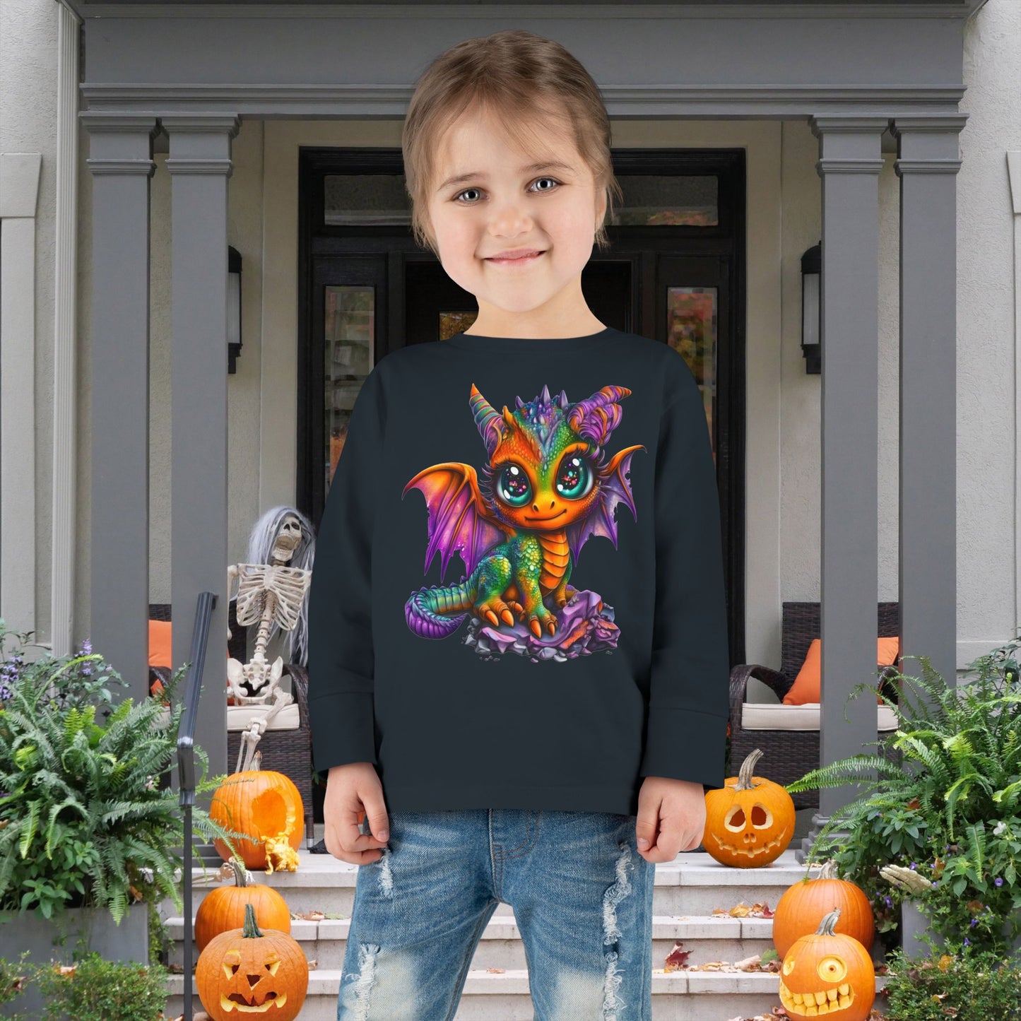 Colorful Baby Dragon Toddler Long Sleeve Tee