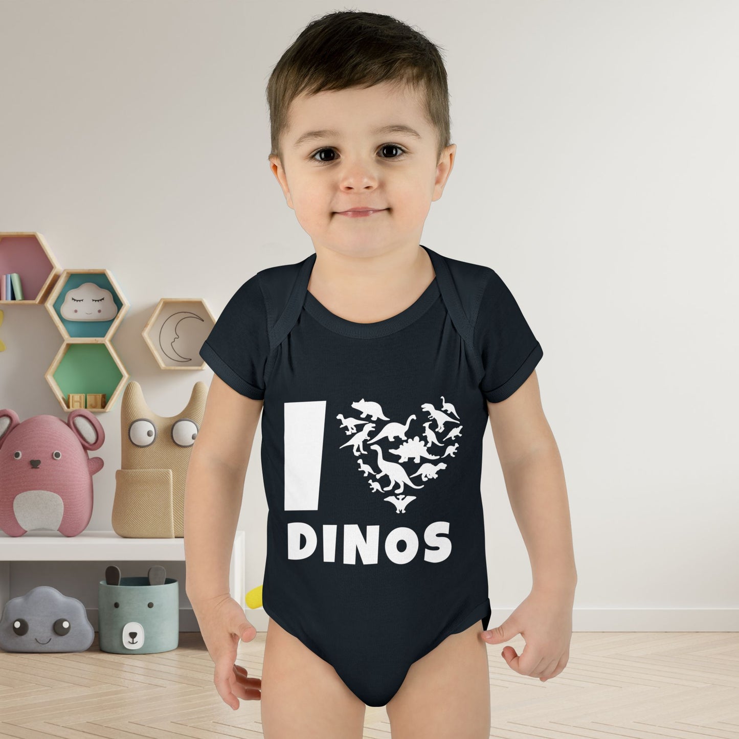 I Love Dinos (Dino Heart) Infant Baby Rib Bodysuit