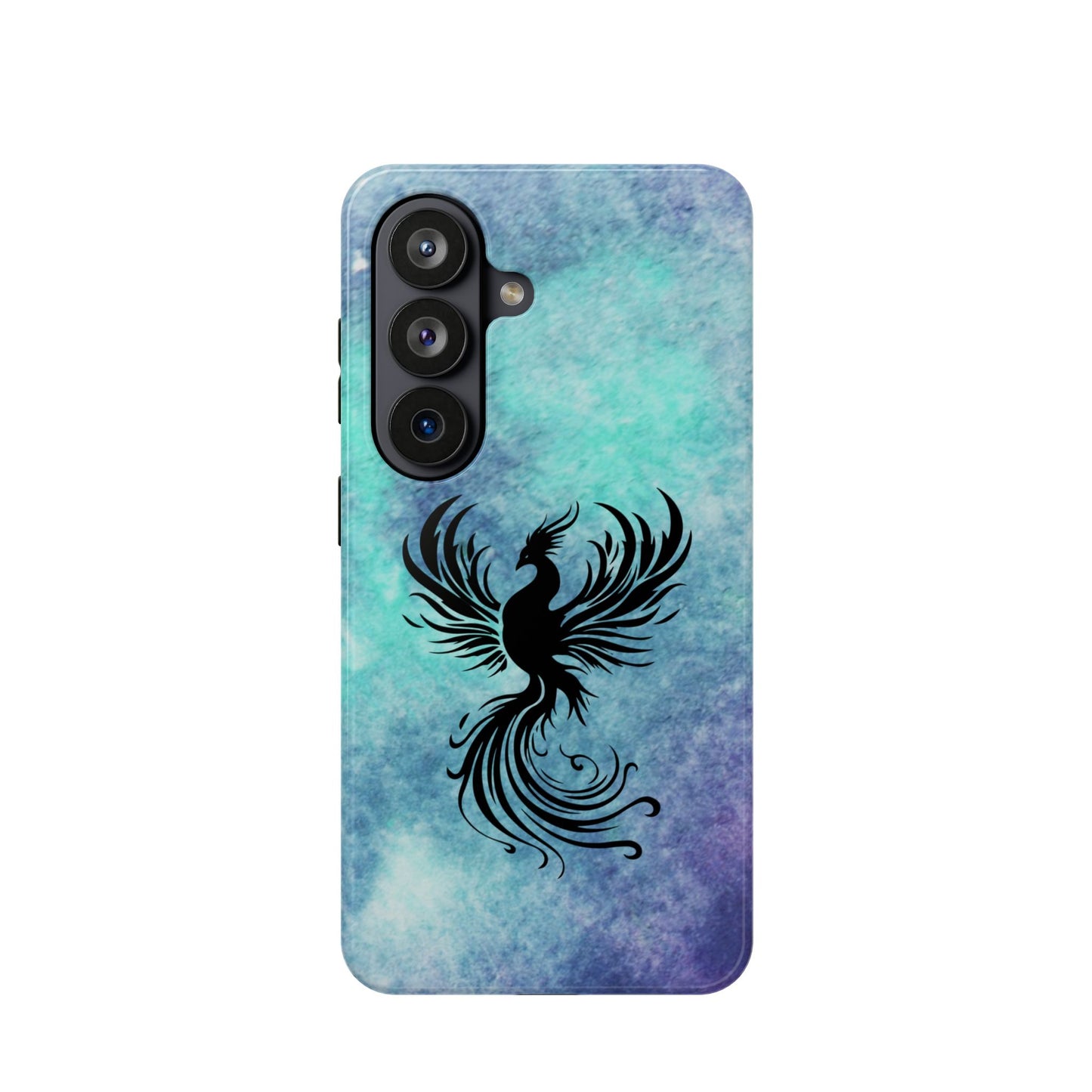 Phoenix Silhouette Over Teal Nebula MagSafe® Compatible Tough Case for iPhone