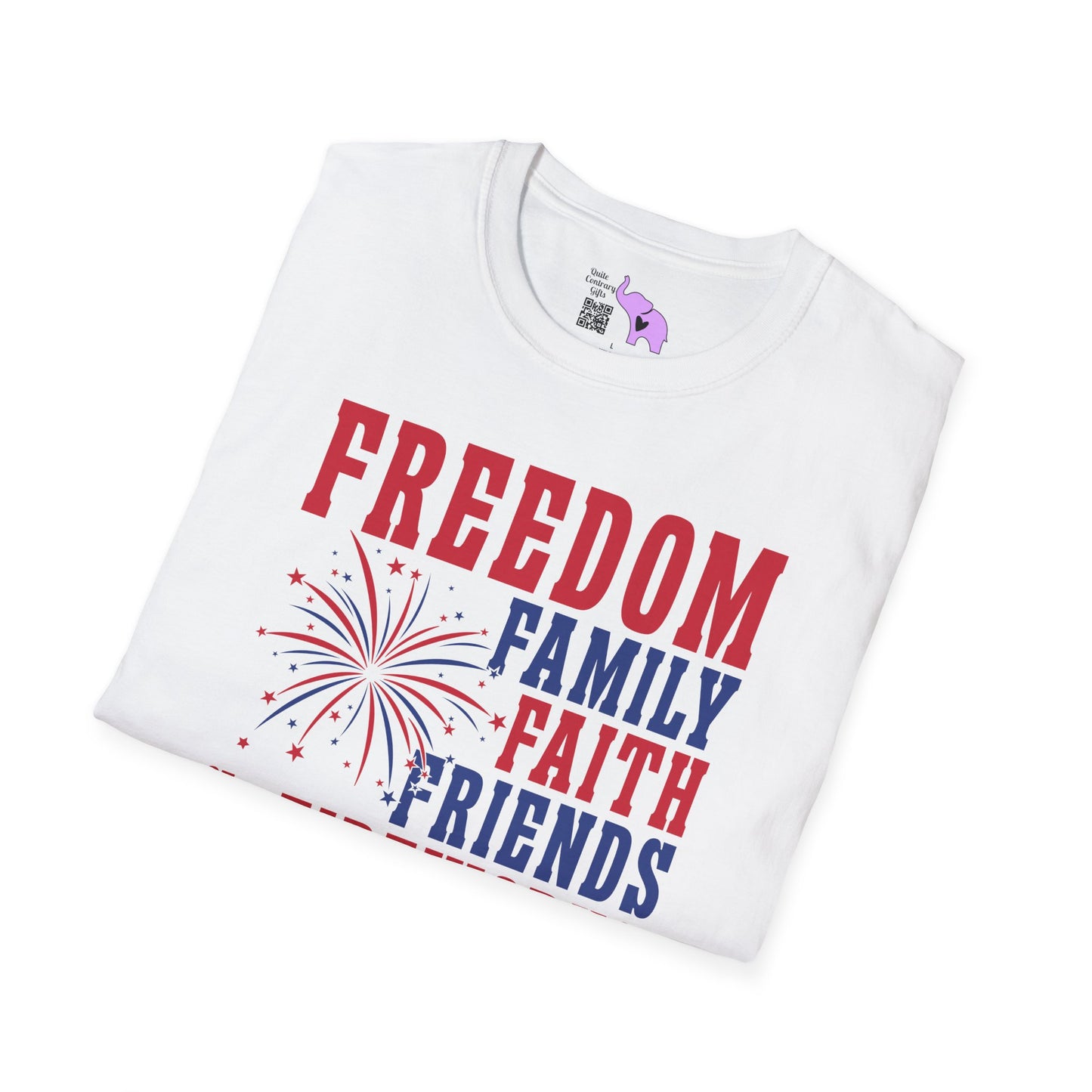 Freedom Family Faith Friends Fireworks 4th of July Adult T-shirt