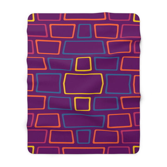 Purple Brick Wall Pattern Sherpa Fleece Blanket