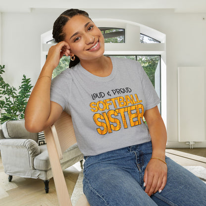 Loud & Proud Softball Sister Adult T-shirt