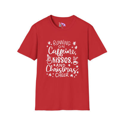 Running on Caffeine, Kisses, & Christmas Cheer Adult T-shirt