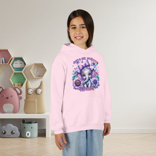 Just A Girl Who Loves Elephants Youth Heavy Blend Hoodie
