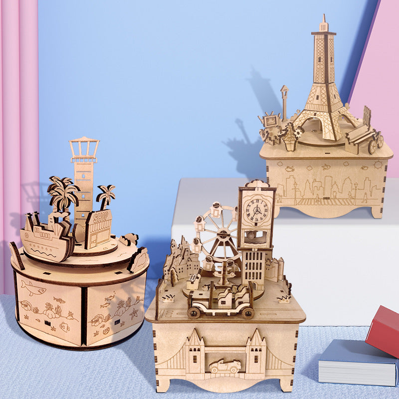 Wooden Music Box Series Manual Diy 3d Puzzles